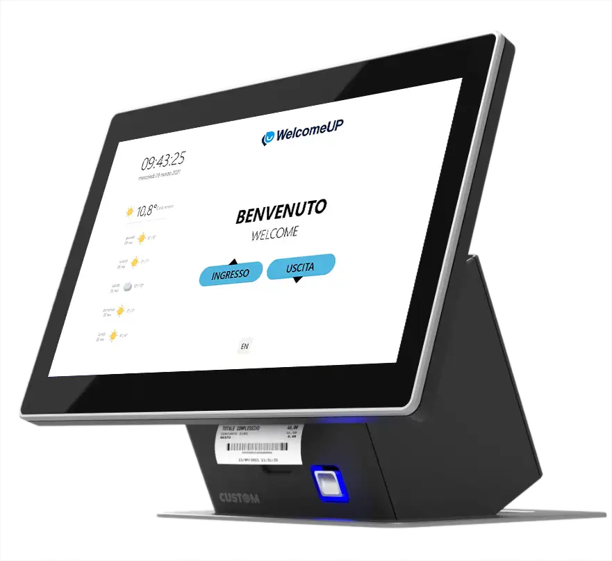 Controllo accessi con badge, PCPOS GENIUS 2.0 13.3 con Stampante integrata Controllo accessi con badge, PCPOS GENIUS 2.0 13.3 con Stampante integrata