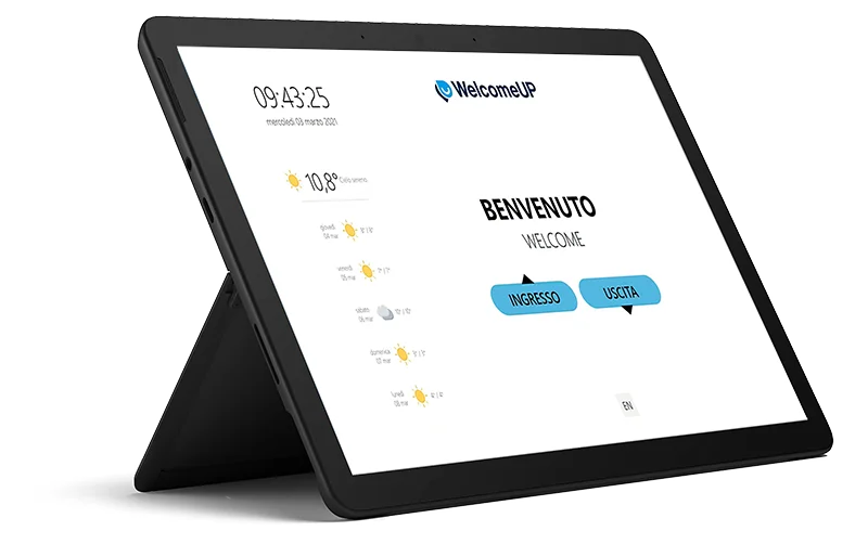 Tablet Microsoft Surface per controllo accessi Reception Virtuale WelcomeUP